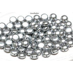 NEW! 25 Preciosa Matt Metallic Silver  2 Hole Czech Candy Beads 8mm ~ For Bead Stitching, Multi Strand & Embroidery Designs
